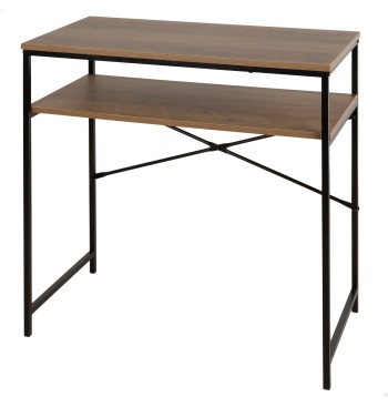 Max Home Secretária compacta em madeira e aço 77x40x75 cm
