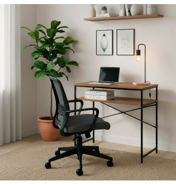 Max Home Secretária compacta em madeira e aço 77x40x75 cm 2