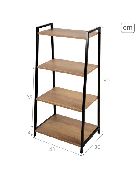 Max Home Estantes fixas de madeira em escada 4 prateleiras 43x30x90 cm