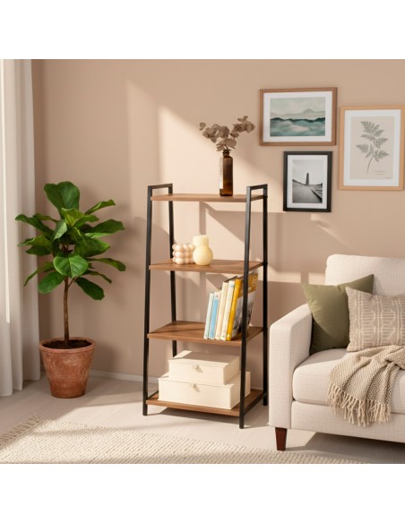 Max Home Estantes fixas de madeira em escada 4 prateleiras 43x30x90 cm