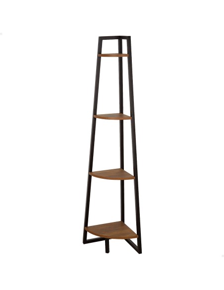 Max Home Estante fixa de madeira de canto com escada 4 prateleiras 30x30x135 cm