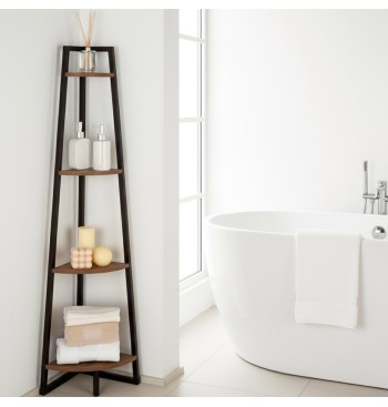 Max Home Estante fixa de madeira de canto com escada 4... 2