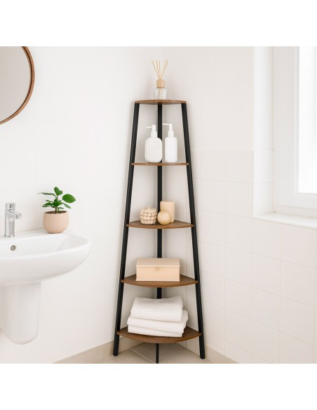Max Home Estantes de canto fixas em madeira com 5 prateleiras 35x35x160 cm