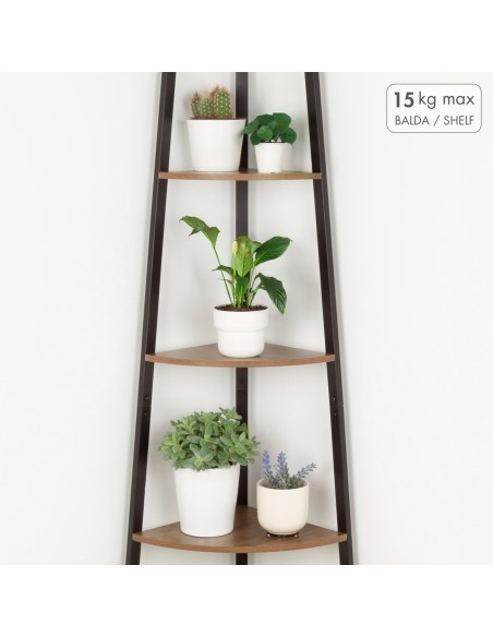 Max Home Estantes de canto fixas em madeira com 5 prateleiras 35x35x160 cm