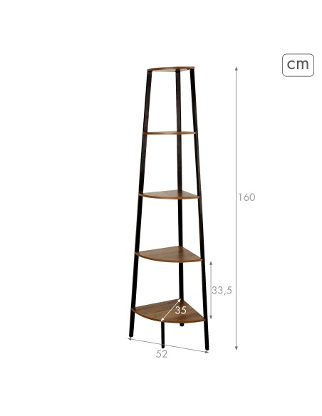 Max Home Estantes de canto fixas em madeira com 5 prateleiras 35x35x160 cm
