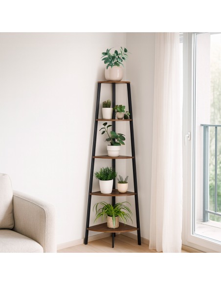 Max Home Estantes de canto fixas em madeira com 5 prateleiras 35x35x160 cm