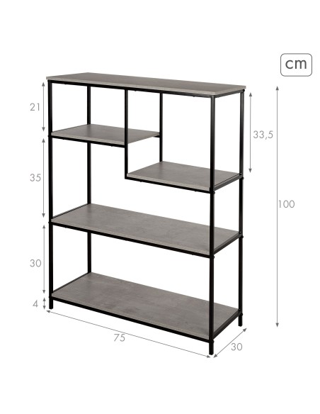 Estante metálica fixa assimétrica Max Home 5 prateleiras 75x30x100 cm