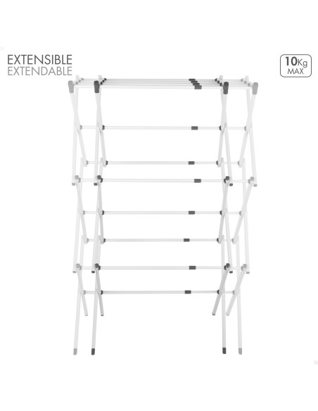 Max Home Cavalete de roupa dobrável 3 alturas 40-75x37x104 cm com barras extensíveis