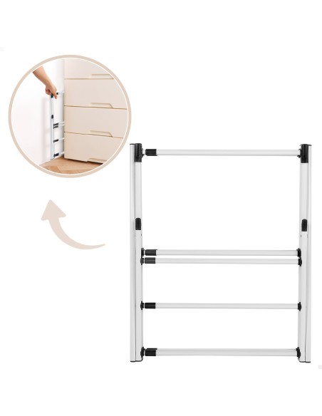 Max Home Cavalete de roupa dobrável 3 alturas 40-75x37x104 cm com barras extensíveis