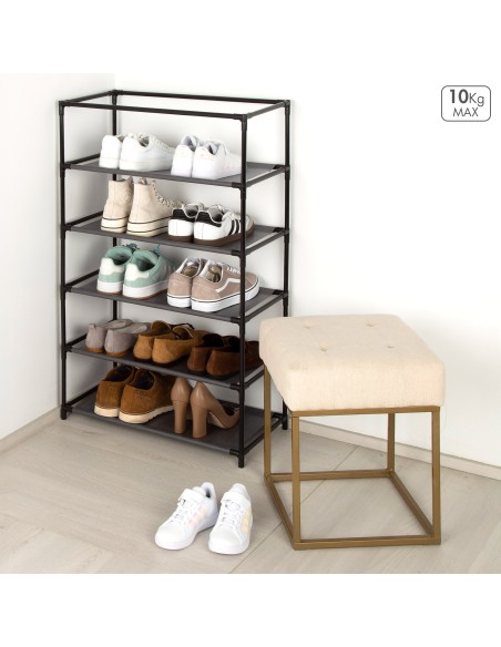 Sapateira de tecido Max Home com 5 prateleiras, 60x30x90 cm, com bolsos laterais