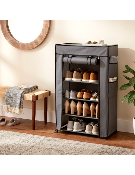 Sapateira de tecido Max Home com 5 prateleiras, 60x30x90 cm, com bolsos laterais