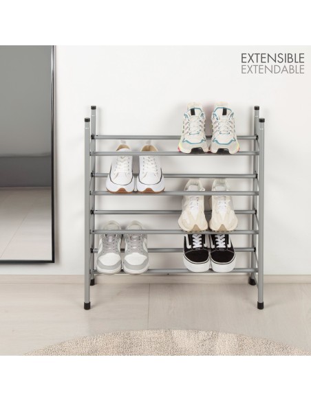 Sapateira de metal Max Home de 4 níveis 62-112x22x67 cm com barras extensíveis