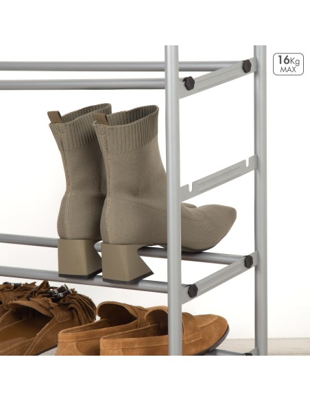 Sapateira de metal Max Home de 4 níveis 62-112x22x67 cm com barras extensíveis