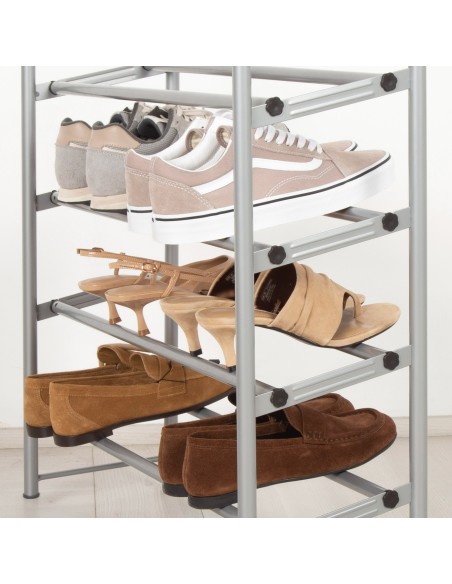Sapateira de metal Max Home de 4 níveis 62-112x22x67 cm com barras extensíveis