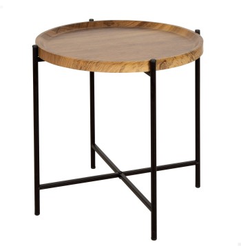 Max Home Mesa lateral redonda de madeira D41x40 cm
