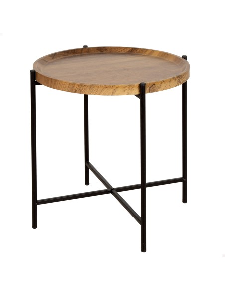 Max Home Mesa lateral redonda de madeira D41x40 cm