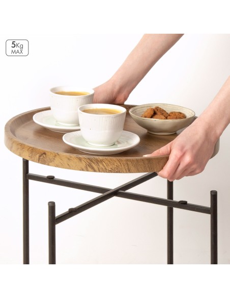 Max Home Mesa lateral redonda de madeira D41x40 cm