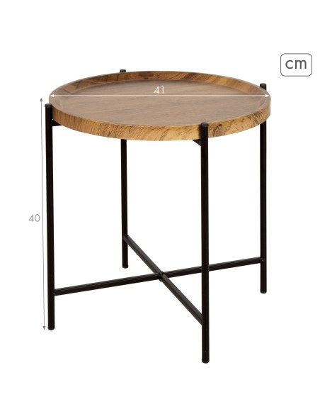 Max Home Mesa lateral redonda de madeira D41x40 cm