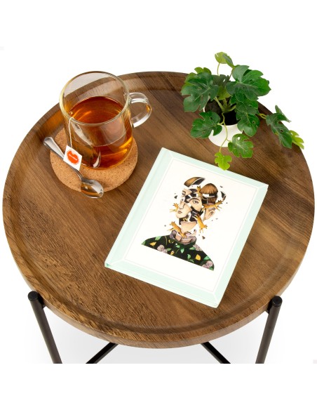 Max Home Mesa lateral redonda de madeira D41x40 cm