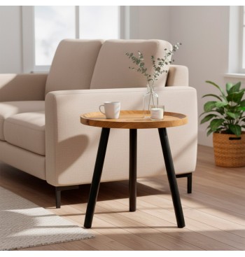 Max Home Mesa lateral redonda de madeira D38x37 cm 2