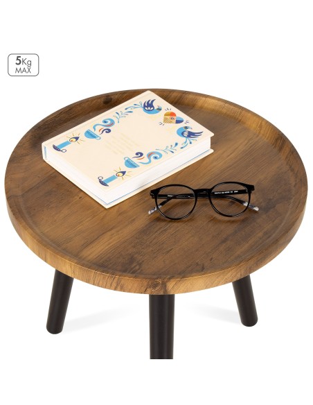 Max Home Mesa lateral redonda de madeira D38x37 cm
