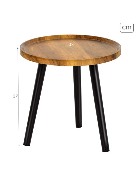 Max Home Mesa lateral redonda de madeira D38x37 cm