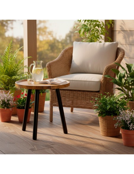 Max Home Mesa lateral redonda de madeira D38x37 cm