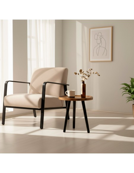 Max Home Mesa lateral redonda de madeira D38x37 cm