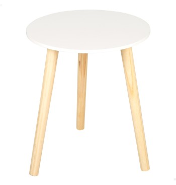 Max Home Mesa lateral redonda de madeira branca  D35x40 cm