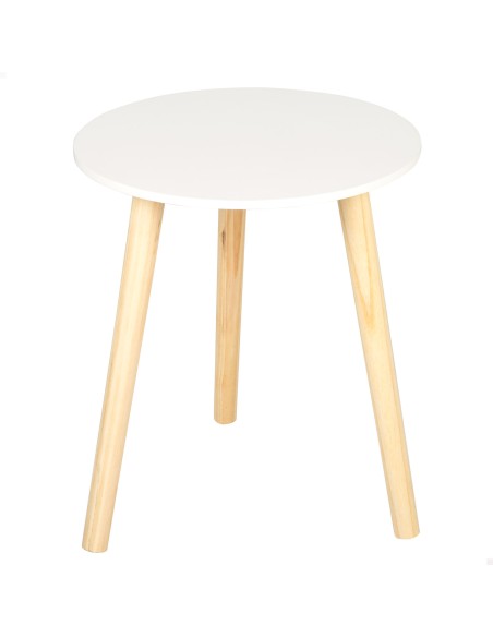 Max Home Mesa lateral redonda de madeira branca  D35x40 cm