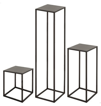 Conjunto Max Home de 3 mesas laterais de metal de várias...