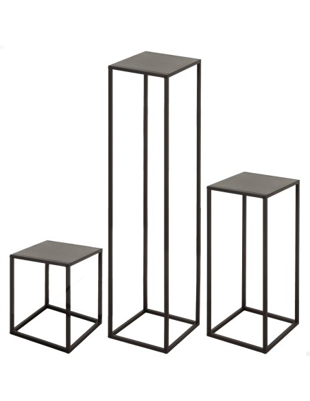 Conjunto Max Home de 3 mesas laterais de metal de várias alturas