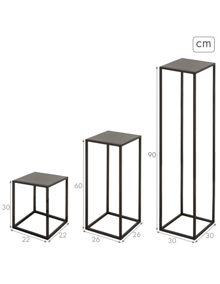 Conjunto Max Home de 3 mesas laterais de metal de várias alturas