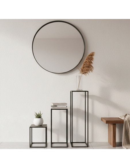 Conjunto Max Home de 3 mesas laterais de metal de várias alturas