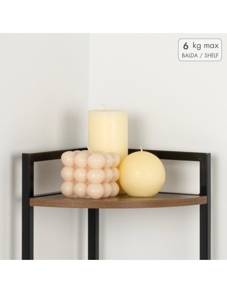 Max Home Estante fixa de canto em madeira 3 prateleiras 24x24x80 cm