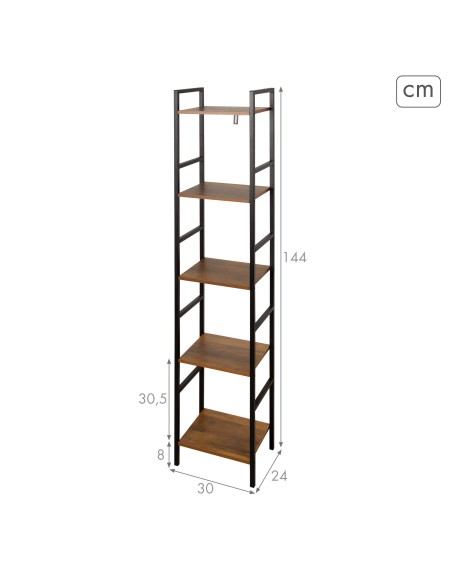 Max Home Estantes fixas de madeira reforçadas 5 prateleiras 30x24x144 cm