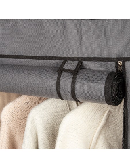 Max Home Roupeiro de tecido roupeiro 4 prateleiras 1 calha 105x44x160 cm cinzento