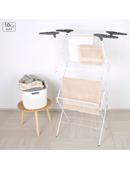 Max Home Cavalete de roupa dobrável de 3 alturas 61x44x138 cm com barra amovível