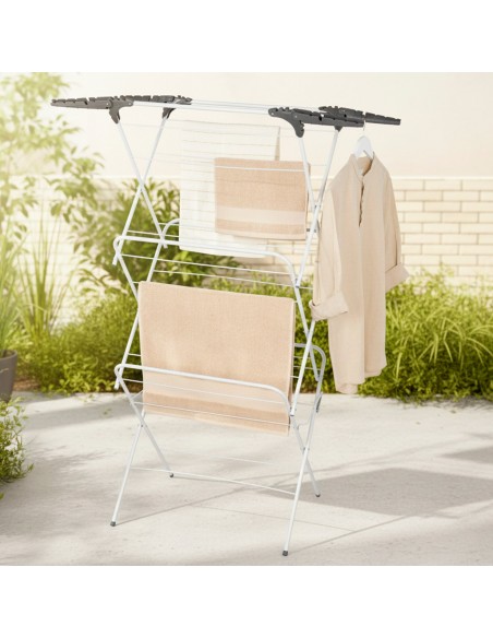 Max Home Cavalete de roupa dobrável de 3 alturas 61x44x138 cm com barra amovível