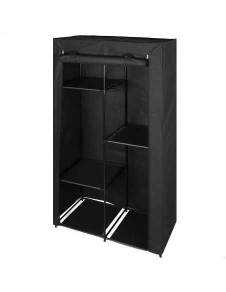 Max Home Roupeiro de tecido Roupeiro de 3 prateleiras 88x45x167 cm preto