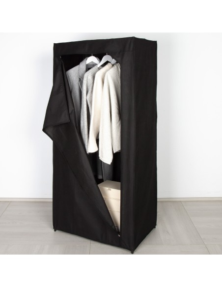 Max Home Roupeiro de tecido Roupeiro 1 varão para cabides 70x46x148 cm preto