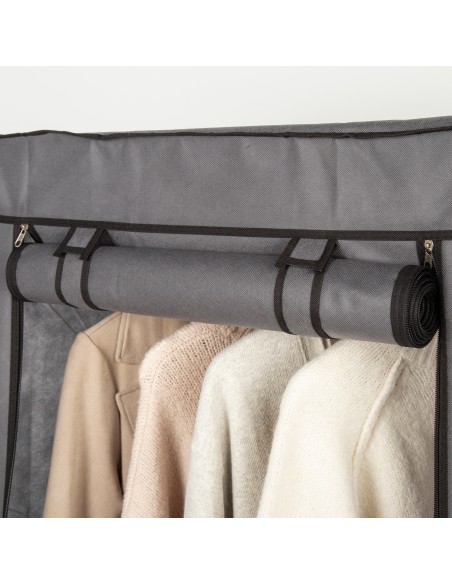 Max Home Roupeiro de tecido Roupeiro 1 varão para cabides 70x44x148 cm cinzento