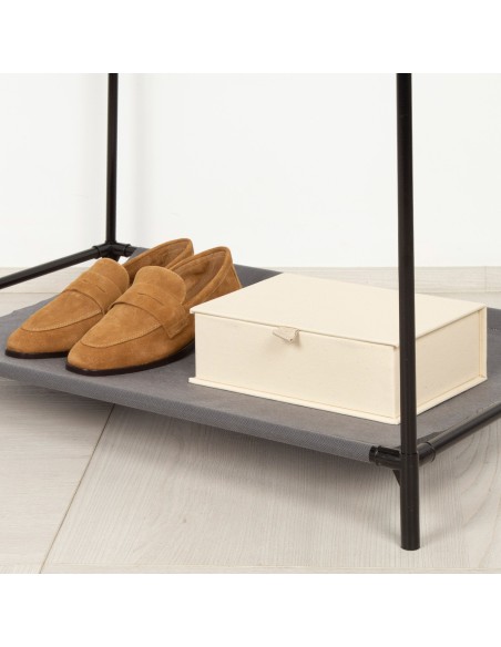 Max Home Roupeiro de tecido Roupeiro 1 varão para cabides 70x44x148 cm cinzento