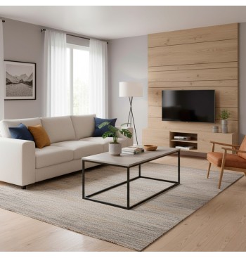 Max Home Mesa de centro efeito cimento 90x48x40 cm 2