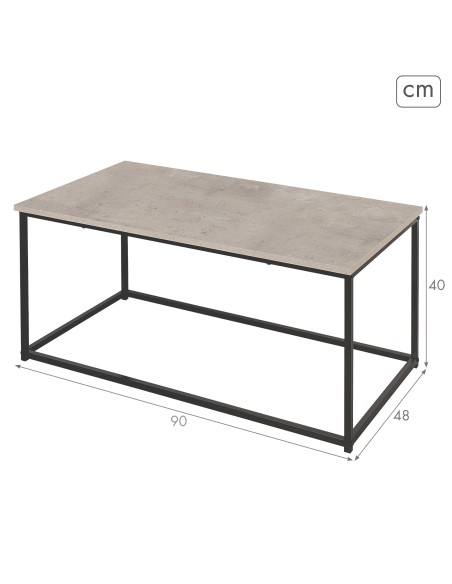 Max Home Mesa de centro efeito cimento 90x48x40 cm