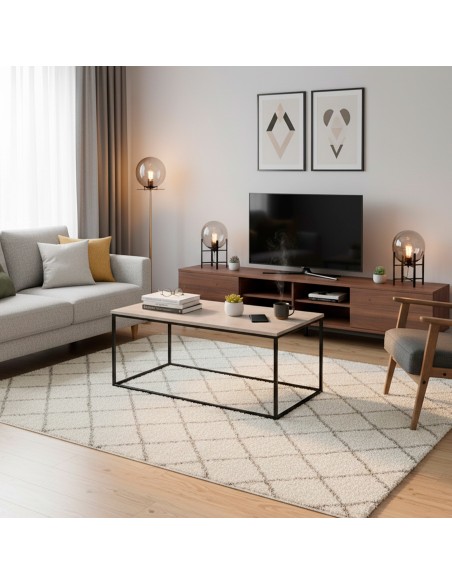 Max Home Mesa de centro efeito cimento 90x48x40 cm