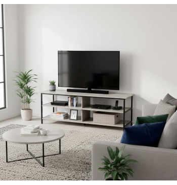 Max Home Mesa de TV com efeito cimento 5 prateleiras... 2