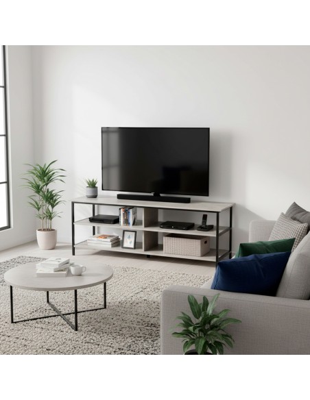 Max Home Mesa de TV com efeito cimento 5 prateleiras 110x40x45 cm