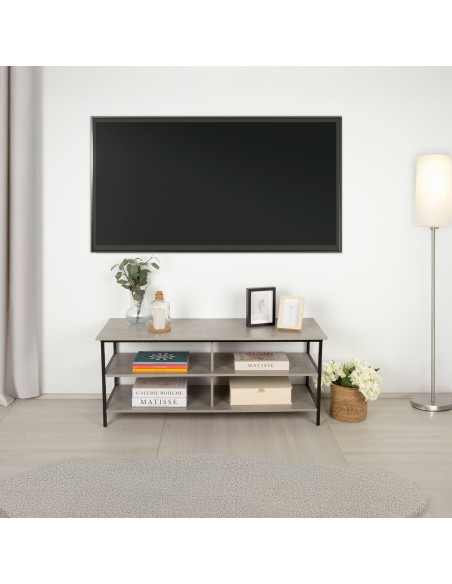Max Home Mesa de TV com efeito cimento 5 prateleiras 110x40x45 cm