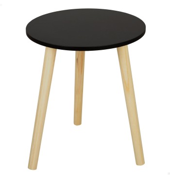 Max Home Mesa lateral redonda de madeira preta  D35x40 cm